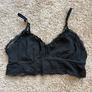Aerie Ribbed Eyelash Lace Longline Bralette